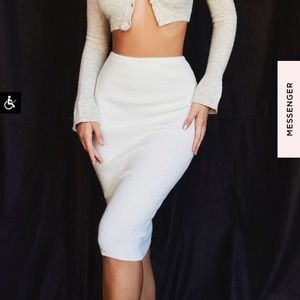 🤍House Of Cb Lotte Cream Knit Midi Skirt NWT XS🤍